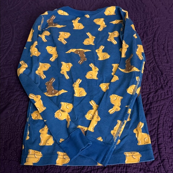 Hanna Andersson Blue Pajamas with Brown and Yellow Bunny Print 130(8) - Picture 6 of 8